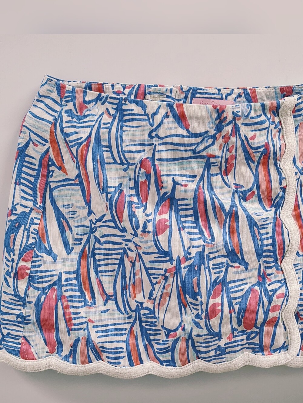Lilly Pulitzer Sailing Scalloped Mini Skort -Blue & Pink on White Skirt Sz 0